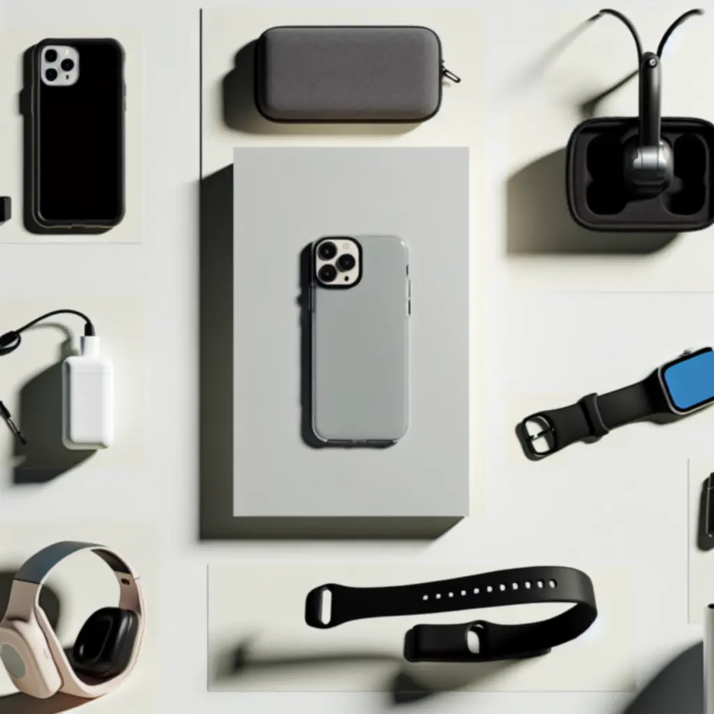 Zestaw nowoczesnych akcesoriów elektronicznych w dynamicznej aranżacji