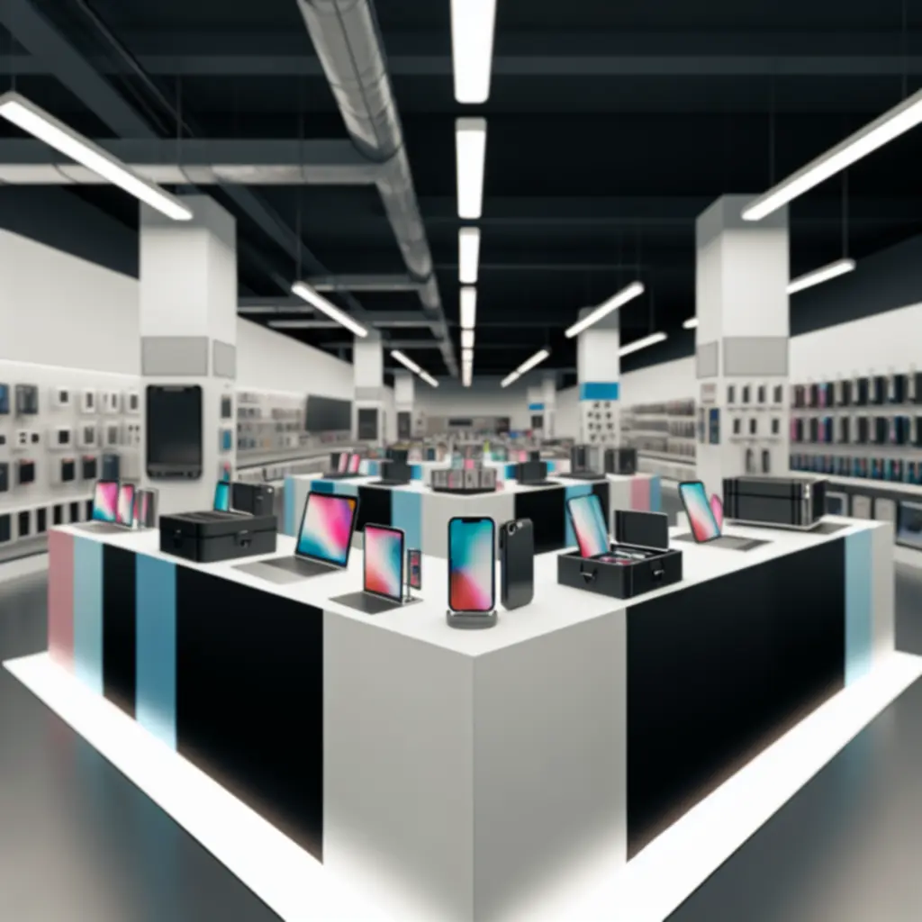 Siatka nowoczesnych urządzeń elektronicznych w interfejsie sklepu online