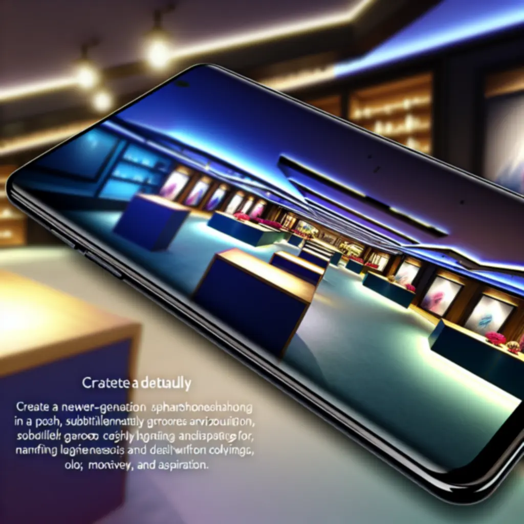 Nowoczesny smartfon z wyświetlaczem edge-to-edge prezentowany w futurystycznym otoczeniu